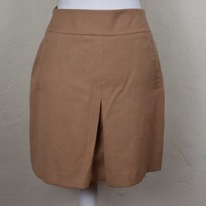 Tan Mini Skirt with Pleat on Front